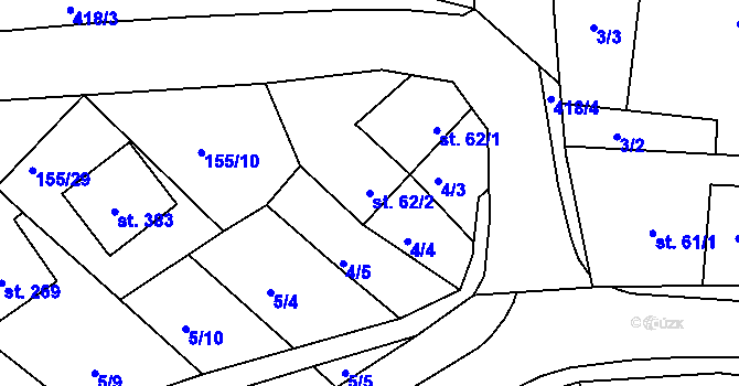 Parcela st. 62/2 v KÚ Vranov u Brna, Katastrální mapa