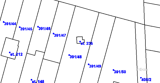 Parcela st. 235 v KÚ Vranov u Brna, Katastrální mapa