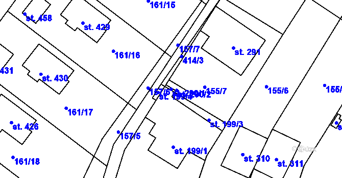 Parcela st. 290/1 v KÚ Vranov u Brna, Katastrální mapa