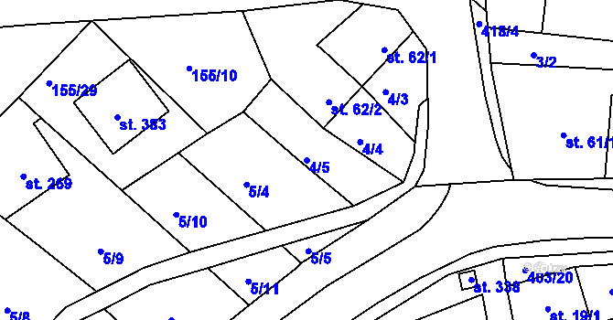 Parcela st. 4/5 v KÚ Vranov u Brna, Katastrální mapa
