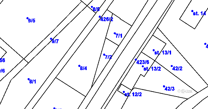 Parcela st. 7/2 v KÚ Vranov u Brna, Katastrální mapa