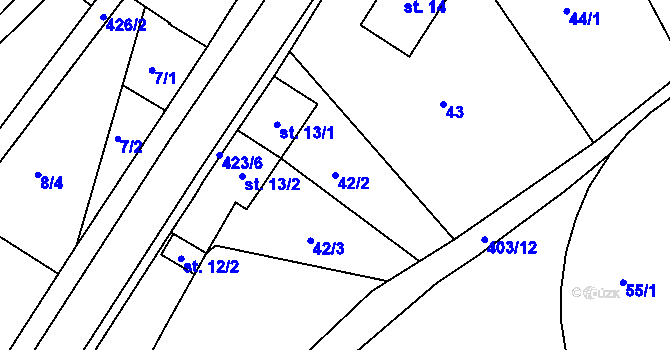 Parcela st. 42/2 v KÚ Vranov u Brna, Katastrální mapa