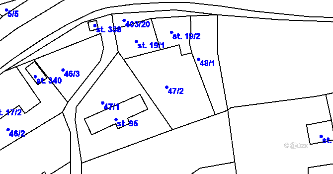 Parcela st. 47/2 v KÚ Vranov u Brna, Katastrální mapa