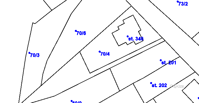 Parcela st. 70/4 v KÚ Vranov u Brna, Katastrální mapa
