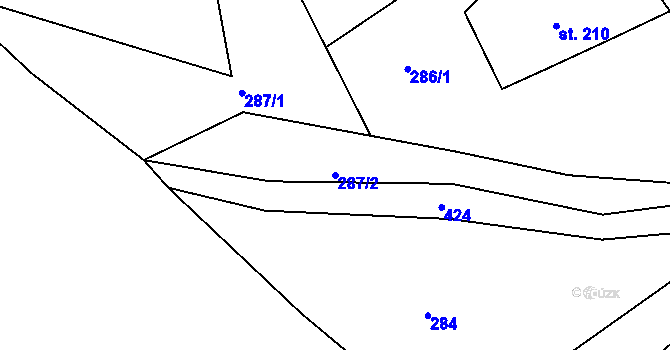 Parcela st. 287/2 v KÚ Vranov u Brna, Katastrální mapa