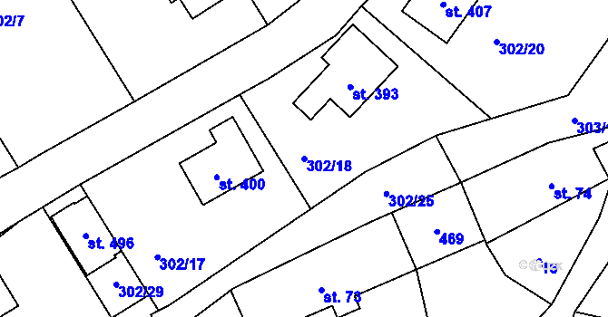 Parcela st. 302/18 v KÚ Vranov u Brna, Katastrální mapa