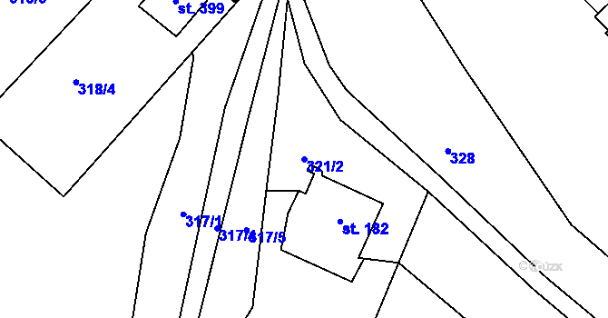 Parcela st. 321/2 v KÚ Vranov u Brna, Katastrální mapa