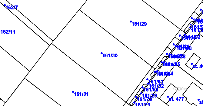 Parcela st. 161/30 v KÚ Vranov u Brna, Katastrální mapa