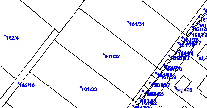 Parcela st. 161/32 v KÚ Vranov u Brna, Katastrální mapa