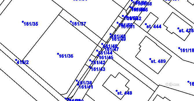 Parcela st. 161/44 v KÚ Vranov u Brna, Katastrální mapa