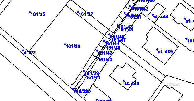 Parcela st. 161/42 v KÚ Vranov u Brna, Katastrální mapa