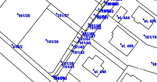 Parcela st. 161/45 v KÚ Vranov u Brna, Katastrální mapa