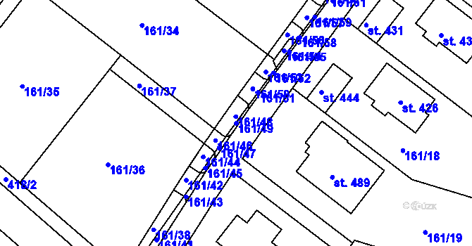 Parcela st. 161/49 v KÚ Vranov u Brna, Katastrální mapa