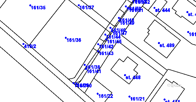 Parcela st. 161/43 v KÚ Vranov u Brna, Katastrální mapa