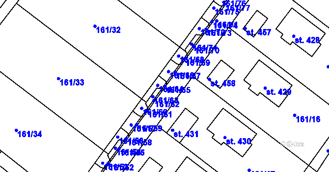 Parcela st. 161/65 v KÚ Vranov u Brna, Katastrální mapa