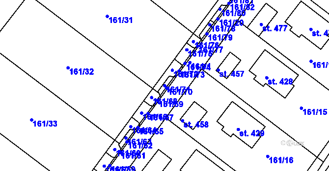 Parcela st. 161/71 v KÚ Vranov u Brna, Katastrální mapa
