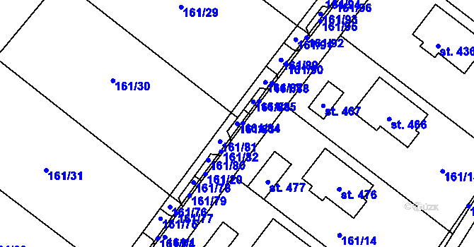 Parcela st. 161/83 v KÚ Vranov u Brna, Katastrální mapa