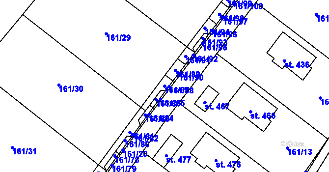 Parcela st. 161/87 v KÚ Vranov u Brna, Katastrální mapa