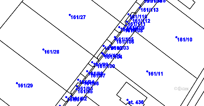 Parcela st. 161/101 v KÚ Vranov u Brna, Katastrální mapa