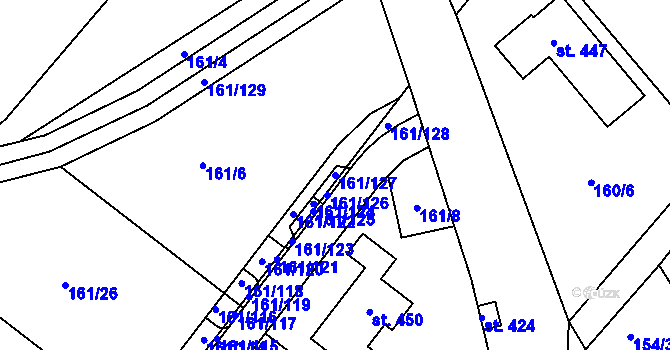 Parcela st. 161/127 v KÚ Vranov u Brna, Katastrální mapa