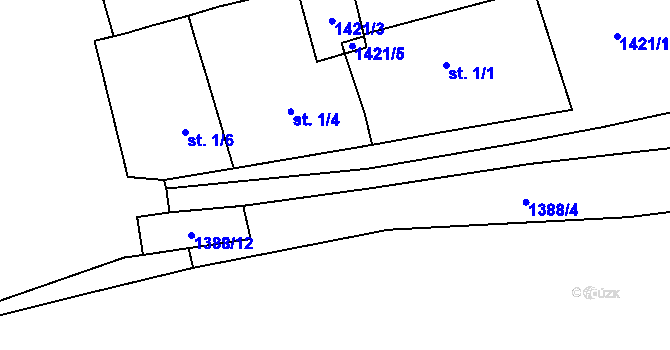 Parcela st. 1/5 v KÚ Vranov nad Dyjí, Katastrální mapa