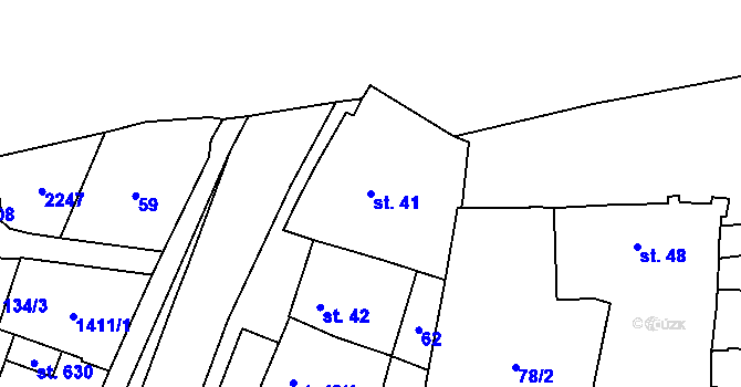 Parcela st. 41 v KÚ Vranov nad Dyjí, Katastrální mapa
