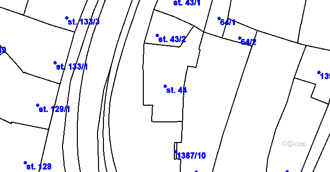 Parcela st. 44 v KÚ Vranov nad Dyjí, Katastrální mapa
