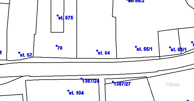Parcela st. 54 v KÚ Vranov nad Dyjí, Katastrální mapa