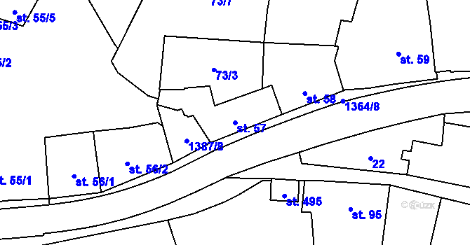 Parcela st. 57 v KÚ Vranov nad Dyjí, Katastrální mapa