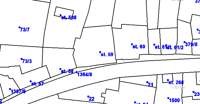 Parcela st. 59 v KÚ Vranov nad Dyjí, Katastrální mapa