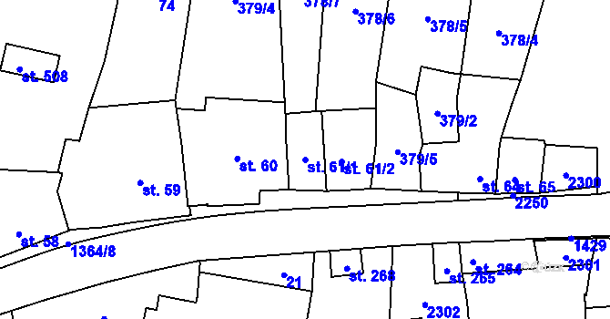 Parcela st. 61/1 v KÚ Vranov nad Dyjí, Katastrální mapa