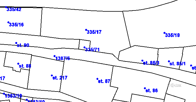 Parcela st. 85/2 v KÚ Vranov nad Dyjí, Katastrální mapa