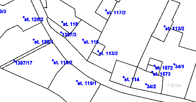 Parcela st. 113/2 v KÚ Vranov nad Dyjí, Katastrální mapa