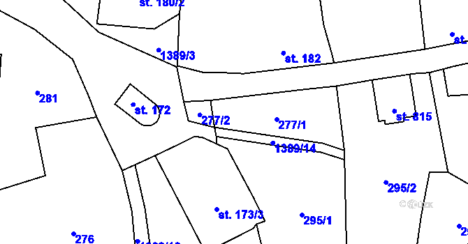 Parcela st. 115 v KÚ Vranov nad Dyjí, Katastrální mapa