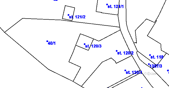 Parcela st. 120/3 v KÚ Vranov nad Dyjí, Katastrální mapa