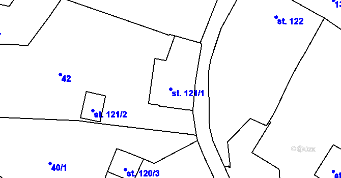 Parcela st. 121/1 v KÚ Vranov nad Dyjí, Katastrální mapa