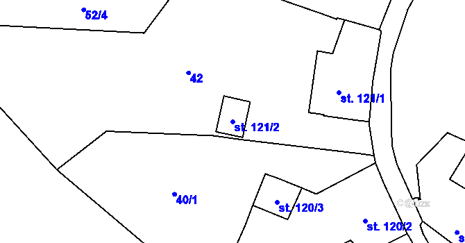 Parcela st. 121/2 v KÚ Vranov nad Dyjí, Katastrální mapa