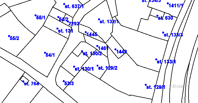 Parcela st. 129/4 v KÚ Vranov nad Dyjí, Katastrální mapa
