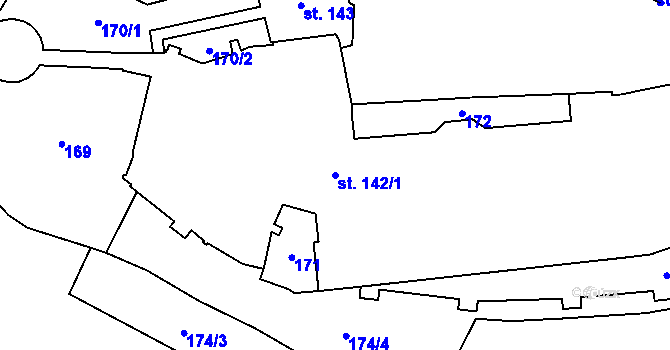 Parcela st. 142/1 v KÚ Vranov nad Dyjí, Katastrální mapa