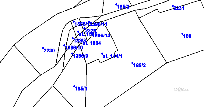 Parcela st. 144/1 v KÚ Vranov nad Dyjí, Katastrální mapa