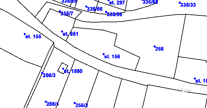 Parcela st. 156 v KÚ Vranov nad Dyjí, Katastrální mapa