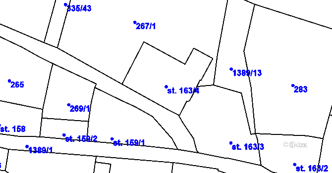Parcela st. 163/4 v KÚ Vranov nad Dyjí, Katastrální mapa