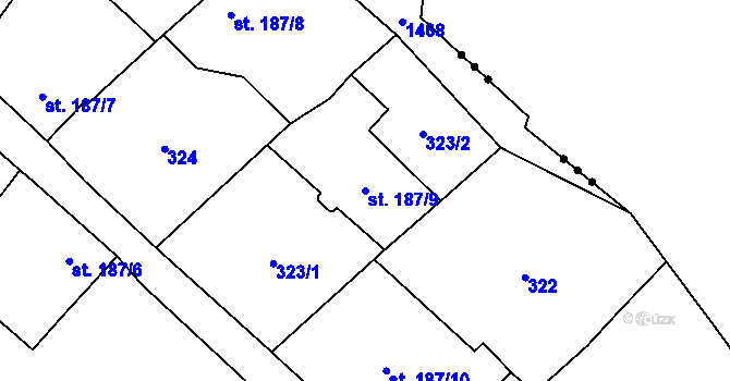 Parcela st. 187/9 v KÚ Vranov nad Dyjí, Katastrální mapa