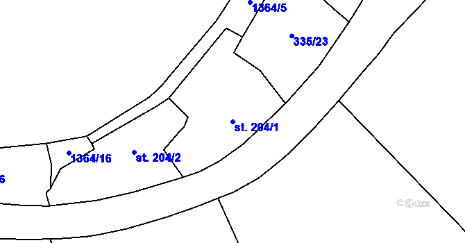 Parcela st. 204/1 v KÚ Vranov nad Dyjí, Katastrální mapa