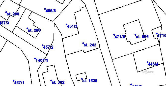 Parcela st. 242 v KÚ Vranov nad Dyjí, Katastrální mapa