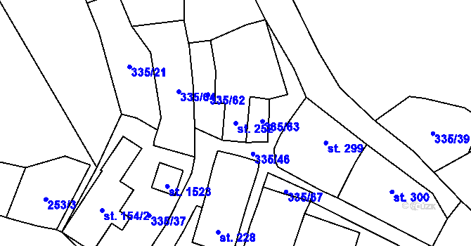 Parcela st. 252 v KÚ Vranov nad Dyjí, Katastrální mapa