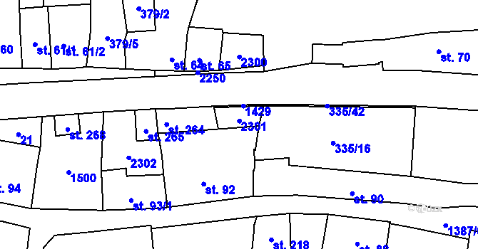 Parcela st. 262 v KÚ Vranov nad Dyjí, Katastrální mapa