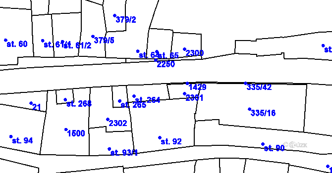 Parcela st. 263 v KÚ Vranov nad Dyjí, Katastrální mapa
