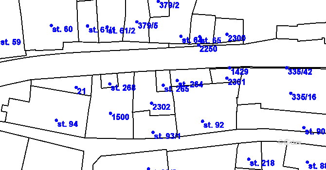 Parcela st. 265 v KÚ Vranov nad Dyjí, Katastrální mapa