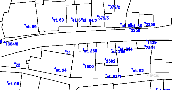 Parcela st. 267 v KÚ Vranov nad Dyjí, Katastrální mapa
